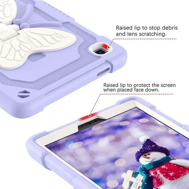 Alt view image 5 of 5 - GUAGUA Compatible with Samsung Galaxy Tab A7 Lite Case 8.7" 2021 SM-T225 T220 Kickstand Cover 2 in 1 Rugged Shockproof Protective Anti-Scratch Tablet Case for Galaxy Tab A7 Lite, Purple/Beige