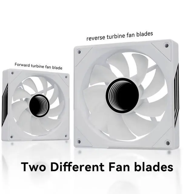 Alt view image 3 of 5 - Fexadon Tek 120mm RGB Case Fan, 4 Pin Control, Silent Infinity Mirror Fan (3, White, Reverse 120mm)