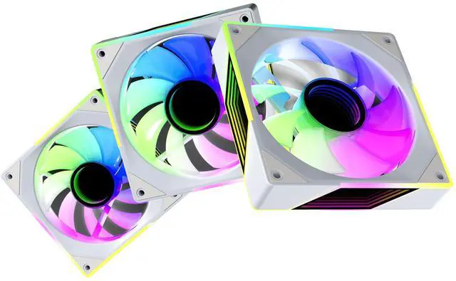 Main image of Fexadon Tek 120mm RGB Case Fan, 4 Pin Control, Silent Infinity Mirror Fan (3, White, Reverse 120mm)