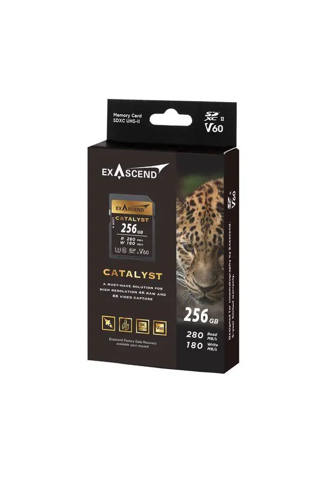 Alt view image 2 of 5 - Exascend 128 GB / 256 GB Catalyst SD Card, C10, U3, V60, up to 280MB/s, Compatible with Canon, Nikon, Panasonic and Other Cameras. (256GB)
