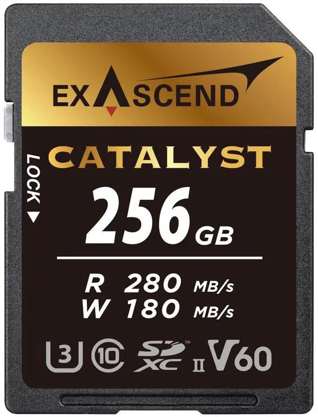 Main image of Exascend 128 GB / 256 GB Catalyst SD Card, C10, U3, V60, up to 280MB/s, Compatible with Canon, Nikon, Panasonic and Other Cameras. (256GB)