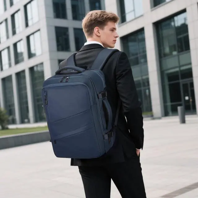 Alt view image 2 of 5 - SUIKIHUM Travel Carry on Backpack, 18.9" Flight Approved, Expandable Weekender Bag with Waterproof USB A/C Port, Equivalent to 18" Suitcase, Blue