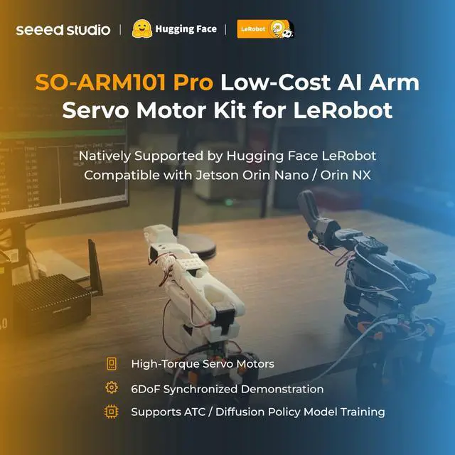 Alt view image 4 of 5 - AI Robotic Arm Kit with Servo Motors  LeRobot SO-ARM101 Pro Low-Cost (Without 3D Printed Parts) | 6-DOF, Open-Source, Compatible with NVIDIA Jetson