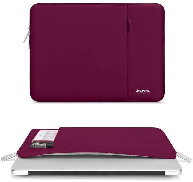 Alt view image 2 of 5 - MOSISO Laptop Case 13 inch, 13 inch Laptop Sleeve Compatible with MacBook Air M4 M3 M2 M1 2025-2018 / Pro M2 M1 2025-2016, Polyester Vertical Computer Sleeve Bag with Pocket, Wine Red