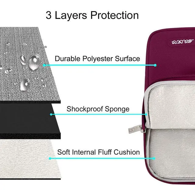 Alt view image 3 of 5 - MOSISO Laptop Case 13 inch, 13 inch Laptop Sleeve Compatible with MacBook Air M4 M3 M2 M1 2025-2018 / Pro M2 M1 2025-2016, Polyester Vertical Computer Sleeve Bag with Pocket, Wine Red