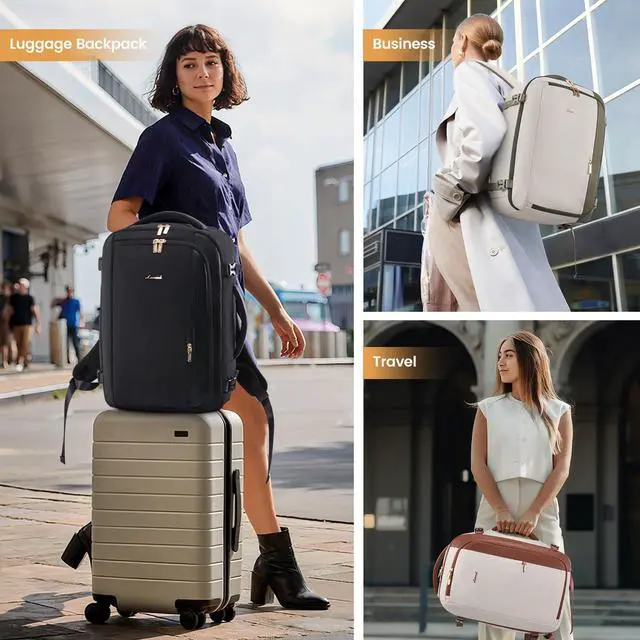 Alt view image 2 of 5 - LOVEVOOK 40L Travel Backpack for Women,Carry on Luggage Backpack Flight Approved with 3 Packing Cubes,Waterproof Personal Item Travel Bag fits 17 Inch Laptop,Overnight Weekender Business Daypack