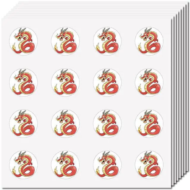 Main image of CREATCABIN 128Pcs Small Dragon Stickers Cartoon Red Vinyl Decal Self-Adhesive Waterproof Sticker Round Bulk Aesthetic Stickers for Water Bottles Laptop Luggage Cup Computer Mobile Phone 2.5x2.5cm