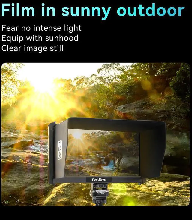 Alt view image 3 of 5 - Portkeys HD7H 1000nit DSLR Camera Field Monitor 7 Inch 1280x720 IPS Camera Monitor Support 4K30p HDMI Input with Top Shortcut Keys and Sunshade
