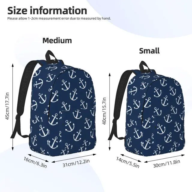 Alt view image 4 of 5 - Duduho Nautical Anchor Navy Blue Backpack 17.7 Inch Laptop Backpack Travel Hiking Daypack Multipurpose Bookbag For Men Women