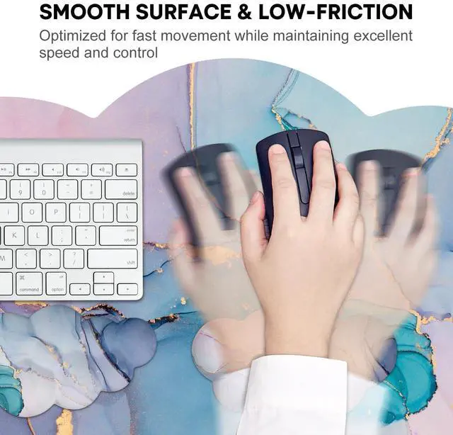 Alt view image 4 of 5 - JIKIOU Large Cloud Mouse Pad Waterproof with Cloud Keyboard Wrist Pad and Cloud Mouse Wrist Pad Set, Ergonomic Computer Desk Wrist Support Mousepad for Keyboard and Mouse 35.4x15.7in Marble Blue