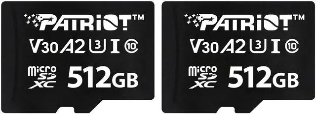 Main image of Patriot VX Series 512GB Micro SDXC V30 A2 UHS-I U3 4K UHD Memory Card 2 Pack - PSF512GVX32MCX2