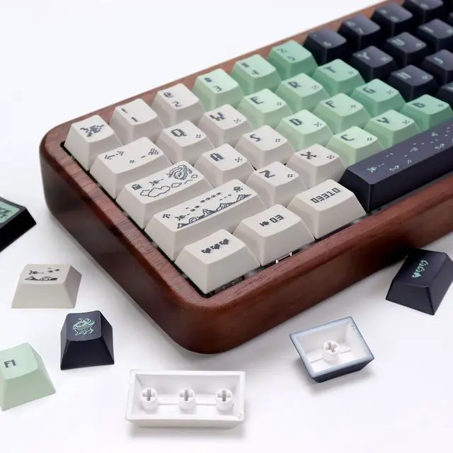 Main image of YMKPVR KBDiy Space War Pixel Keycap Set 142 Keys Five-Sided Dye-Sublimation Keycaps,Cherry Profile PBT Green Custom Keyboard Keycap for 61/64/68/84/87/100/104/108 Mechanical Keyboard