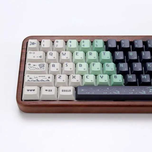 Alt view image 5 of 5 - YMKPVR KBDiy Space War Pixel Keycap Set 142 Keys Five-Sided Dye-Sublimation Keycaps,Cherry Profile PBT Green Custom Keyboard Keycap for 61/64/68/84/87/100/104/108 Mechanical Keyboard