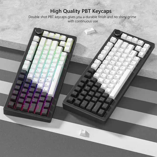 Alt view image 3 of 5 - Womier Keycaps 60 65 75 100 Percent Cherry Profile, Shine Through Keycaps, Custom PBT Doubleshot Keyboard Keys Set, Universal Compatiability for Cherry Gateron MX Switches Keyboard