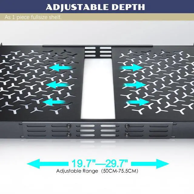 Alt view image 3 of 5 - OCEANHUG 1U Rack Shelves (2-Pack), 2 PCS 10" Deep Cantilever, with Optional Joints to Combine as One Full Size Server Rack Shelf