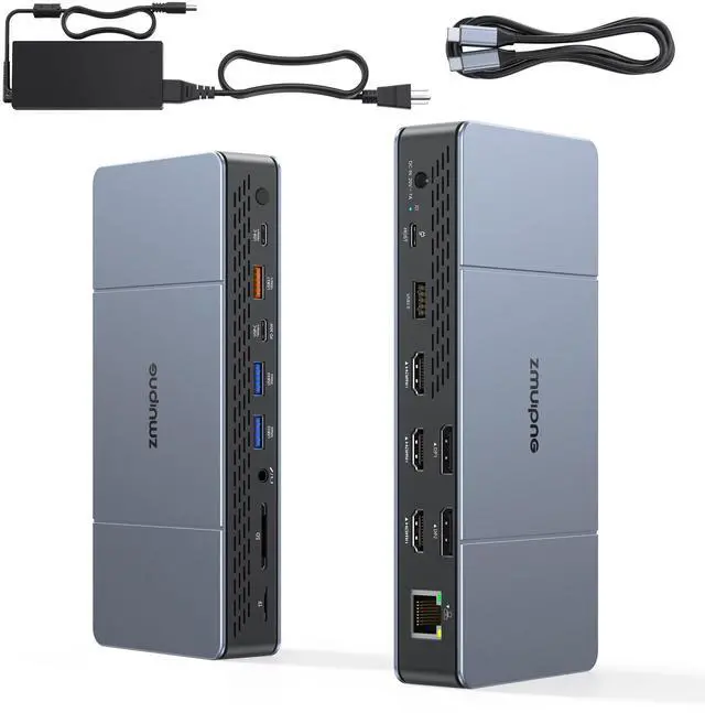 Main image of ZMUIPNG DisplayLink Docking Station 3 Monitors for MacBook M4/M3/M2/M1/USB-C Laptop Windows, 18-in-1 Mac Dock with 140W Power Adapter, 3X HDMI, 2X DP, 2X USB-C 3.2, 1x USB-A 3.2