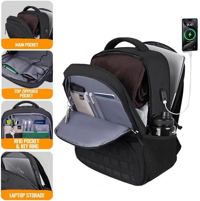 Alt view image 2 of 5 - DEYACE Lunch Box Backpack for Men, Tactical Cooler Backpack with Laptop Compartment Leakproof RFID Lunchbox Bag for Work
