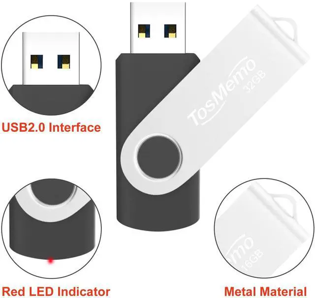 Alt view image 2 of 5 - TosMemo 10 Pack 32GB USB Flash Drives Thumb Drives USB 2.0 Flash Drives Swivel Jump Drives Pen Drive Memory Stick Bulk for Data Storage(10 Pack,Mixed Colors)