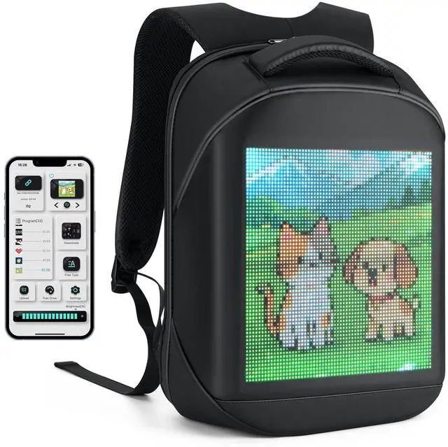 Main image of Untrxr Led Backpack with Programmable Screen,17 inch Waterproof Led Bag,Travel, Motorcycle Backpack,Black