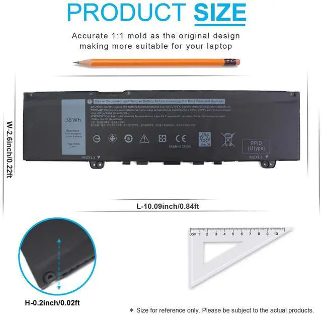 Alt view image 3 of 5 - 38Wh F62G0 Laptop Battery Fit for Dell Inspiron 13 7000 7373 7386 2 in 1 7370 7380 5370 P91G P83G P87G P91G001 P83G001 P83G002 P87G001 F62GO RPJC3 39DY5 039DY5 0RPJC3 Vostro 5370 C-BPD85-02