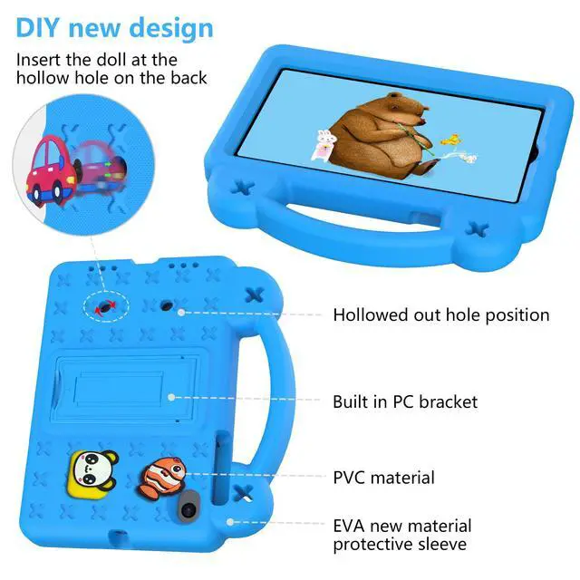 Alt view image 4 of 5 - Dteck Case for Onn 7" Tablet 2024 Gen 4, Cartoon Panda Shockproof Rugged Lightweight Convertible Stand Handles Kids Friendly Case for Onn 7 inch 4 Gen Tablet 2024 (Model:100135924),SkyBlue