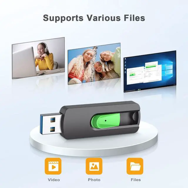 Alt view image 4 of 5 - Aiibe 128GB Flash Drive 2 Pack USB Drive 128GB Upgraded 150MB/s USB 3.1 Flash Drive Thumb Drive Retractable Memory Stick Jump Drives for PC Laptop, Green