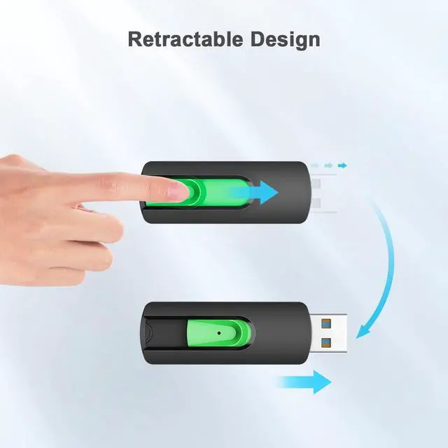 Alt view image 5 of 5 - Aiibe 128GB Flash Drive 2 Pack USB Drive 128GB Upgraded 150MB/s USB 3.1 Flash Drive Thumb Drive Retractable Memory Stick Jump Drives for PC Laptop, Green