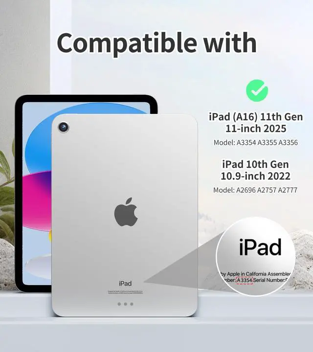 Alt view image 2 of 5 - zoyu Hybrid Case for (A16) 11th Generation 11 Inch 2025, iPad 10th Generation 10.9 Inch 2022 with Pencil Holder, 2 in 1 Detachable Trifold Sliding Cover with Clear Hard Back Shell, Black