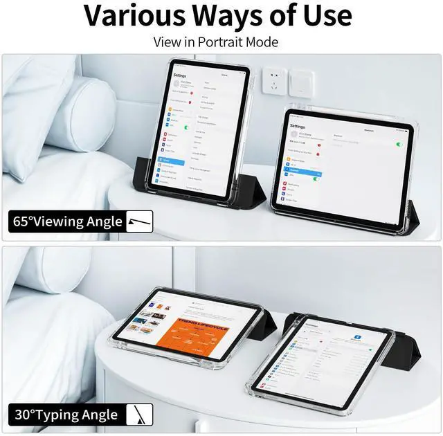 Alt view image 3 of 5 - zoyu Hybrid Case for (A16) 11th Generation 11 Inch 2025, iPad 10th Generation 10.9 Inch 2022 with Pencil Holder, 2 in 1 Detachable Trifold Sliding Cover with Clear Hard Back Shell, Black