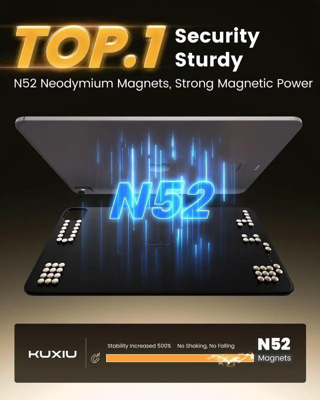 Alt view image 4 of 5 - KU XIU Magnetic Wireless Charging Car Headrest Tablet Holder for iPad Pro 13'' M4 [2024] Only, Adjustable Long Arm Tablet Car Mount Back Seat for Kids, Road Trip Essentials Holder with Air Vent Stand