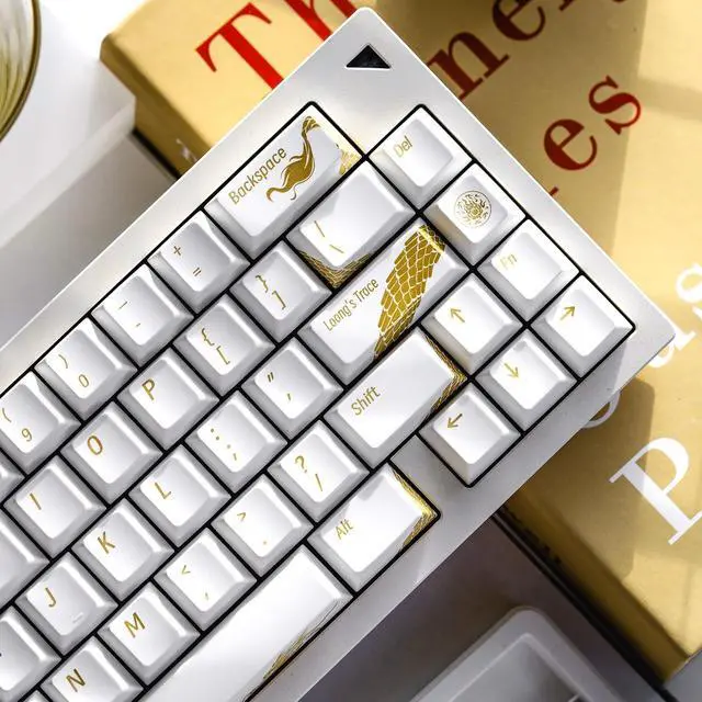 Alt view image 2 of 5 - JSJT White Keycaps - Cherry Profile Key Caps ABS Keycap Set 155 Keys Loong Theme Keycap Suitable for 61/68/84/87/98/100 ANSI/ISO Layout Cherry MX Switches Mechanical Keyboards