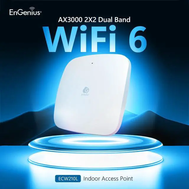 Alt view image 2 of 5 - EnGenius Cloud Managed Wi-Fi 6 Lite Indoor 2x2 Access Point Supports high Performance speeds up to 574 Mbps (2.4 GHz) and 2400 Mbps (5 GHz) (Wi-Fi 6 2x2) ECW210L