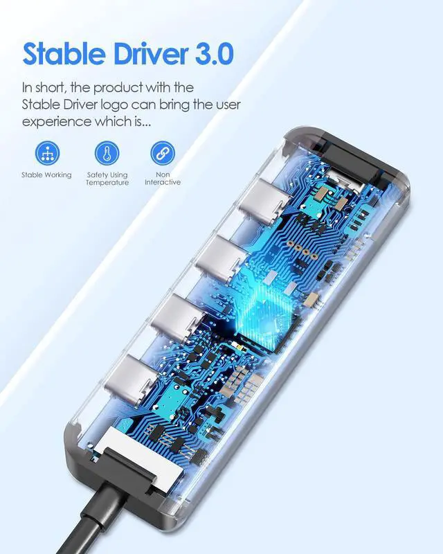 Alt view image 5 of 5 - LENTION USB C Hub, 2FT Long Cable Multiport Adapter, 4 USB3.0 Ports (USB-C Type, 5Gpbs), Powered Port,Compatible MacBook Pro, iMac, iPad Pro, iPhone 15/15 Pro, and More (CE31,Space Gray)