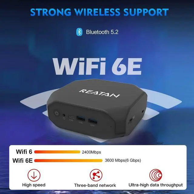 Alt view image 2 of 5 - Mini PC Ryzen 7 5800U AMD Processor(up to 4.4GHz),DDR4 32GB RAM 1TB NVMe M.2 SSD,WiFi 6E BT 5.2,Triple 4K@60Hz Display,Mini ComputerGigabit Ethernet, USB 3.1, HTPC, Gaming