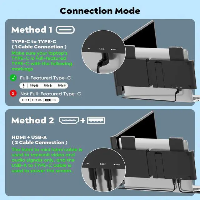 Alt view image 4 of 5 - Laptop Screen Extender, 15.6" FHD 1080P Dual Monitor, Laptop Monitor Extender for 14"-16" Laptops, Second Screen with USB-C/HDMI Port, Plug n Play for Windows/Mac/Android/Switch/PS5