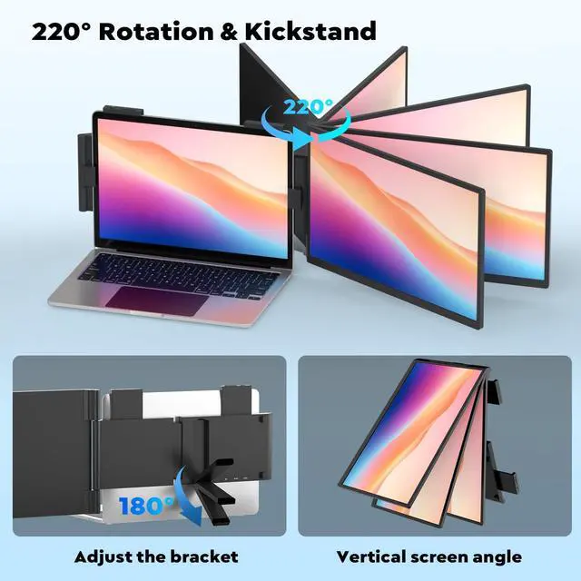Alt view image 5 of 5 - Laptop Screen Extender, 15.6" FHD 1080P Dual Monitor, Laptop Monitor Extender for 14"-16" Laptops, Second Screen with USB-C/HDMI Port, Plug n Play for Windows/Mac/Android/Switch/PS5