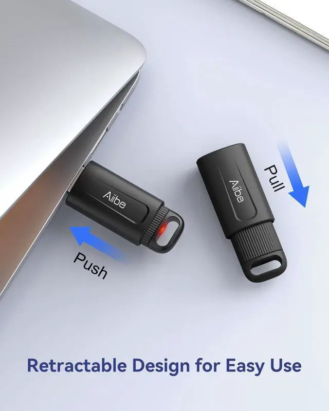 Alt view image 3 of 5 - Aiibe 256GB Flash Drive USB 3.0 Thumb Drive USB Stick Retractable Memory Stick Jump Drive 256GB USB Flash Drive for PC Laptop (1 Pack Black)