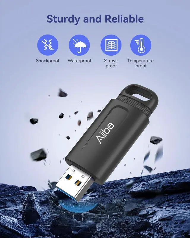 Alt view image 4 of 5 - Aiibe 256GB Flash Drive USB 3.0 Thumb Drive USB Stick Retractable Memory Stick Jump Drive 256GB USB Flash Drive for PC Laptop (1 Pack Black)