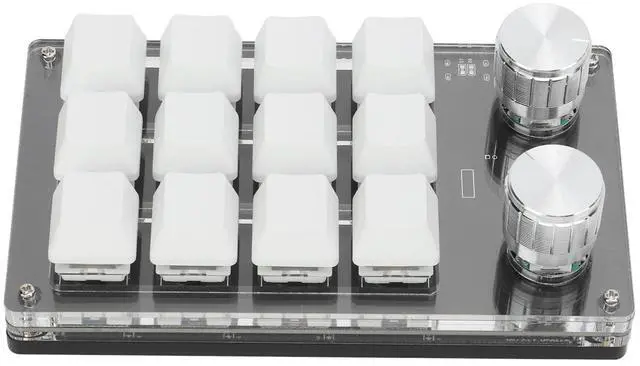 Main image of Ejoyous Macro Keyboard, One Handed Macro Mechanical Gaming Keypad 12 Key Programmable Keyboard with Knob for Office Games Compatible with Vista (Black White)