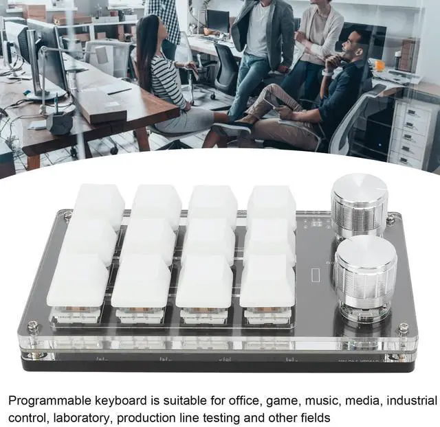 Alt view image 3 of 5 - Ejoyous Macro Keyboard, One Handed Macro Mechanical Gaming Keypad 12 Key Programmable Keyboard with Knob for Office Games Compatible with Vista (Black White)
