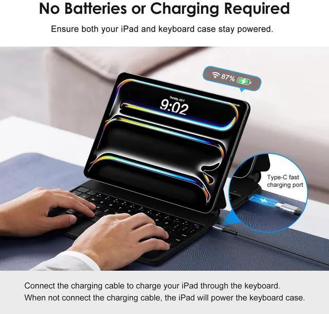 Alt view image 5 of 5 - runelk Keyboard Case for iPad Pro 11-inch (M4) 2024, Auto-Connect Design & No Charging Required, Magic-Style Magnetic Keyboard Case with Multi-Touch Trackpad, Compatible with iPad Pro 11(5th Gen)