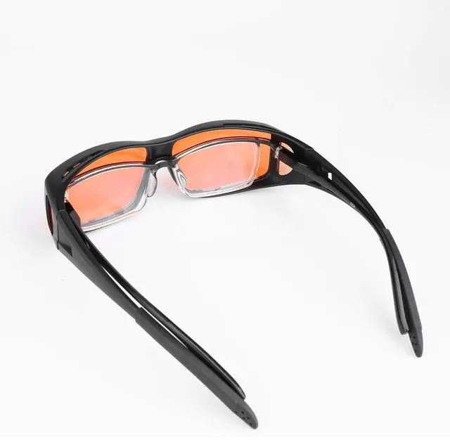 Alt view image 3 of 5 - FIONOFY Fit Over 100% Blue Light Blocking Glasses for Sleep - Amber Nighttime Eyewear, Wraparound Sleep Glasses, Anti-Blue Blocking Computer Gaming Glasses for Men Women, Black