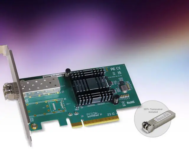 Alt view image 2 of 4 - Sonnet Solo10G SFP+ V2 PCIe Card - Single-Port Optical 10 Gigabit Ethernet PCIe Card with SFP+ Transceiver