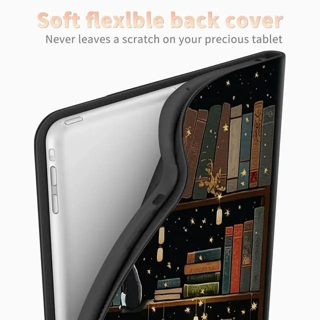 Alt view image 3 of 5 - Cat Library Case for All-New Kindle Fire HD 8 and Fire HD 8 Plus Tablet (2024/2022/2020 Released 14th/12th/10th Gen), PU Leather Folding Stand Slim Case with Auto Sleep/Wake
