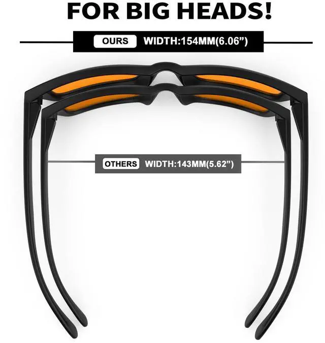 Alt view image 2 of 5 - MAXJULI 99% Blue Light Glasses XXL Size Double Extra Large Z87 for Big Wide Heads Men (Orange)