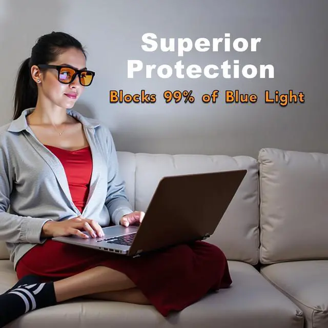 Alt view image 3 of 5 - MAXJULI 99% Blue Light Glasses XXL Size Double Extra Large Z87 for Big Wide Heads Men (Orange)