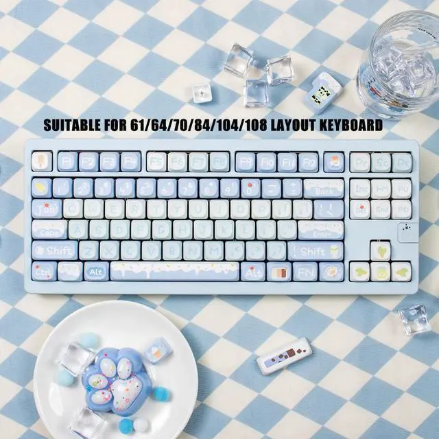 Alt view image 3 of 5 - Sumgsn Round Moa Profile Keycaps-140 Keys Cute Blue PBT Keyboard Keycap Set for with Keycaps Puller for Cherry MX Switches Mechanical Keyboard