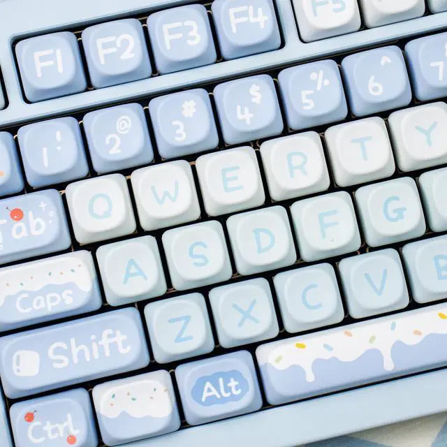 Alt view image 5 of 5 - Sumgsn Round Moa Profile Keycaps-140 Keys Cute Blue PBT Keyboard Keycap Set for with Keycaps Puller for Cherry MX Switches Mechanical Keyboard