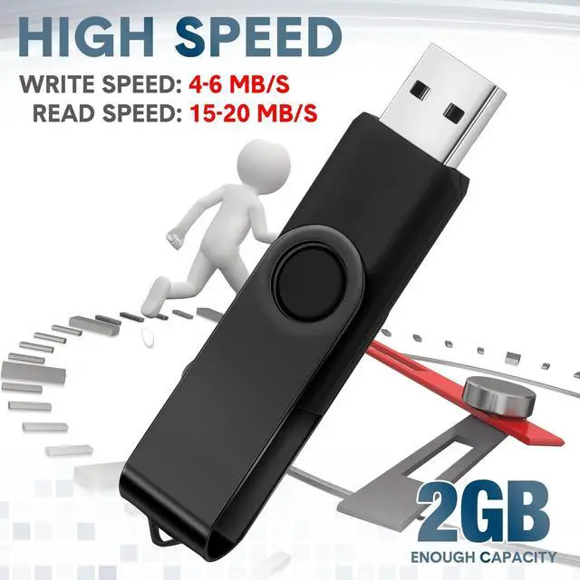 Alt view image 3 of 5 - Aoriher 50 Pack USB 2.0 Flash Drives Bulk, Portable USB Thumb Drives with Lanyards, Swivel Flash Drives Thumb Drives for Office School Data Storage (Black, 2GB)