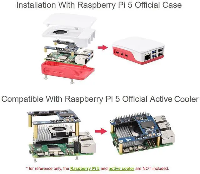 Alt view image 5 of 5 - Power Over Ethernet (PoE) HAT for Raspberry Pi 5 / CM5, 802.3af/at PoE Network Standard, 5V 5A Output, Isolated Switched-Mode Power Supply, Compatible with Pi5 Official Case and Active Cooler